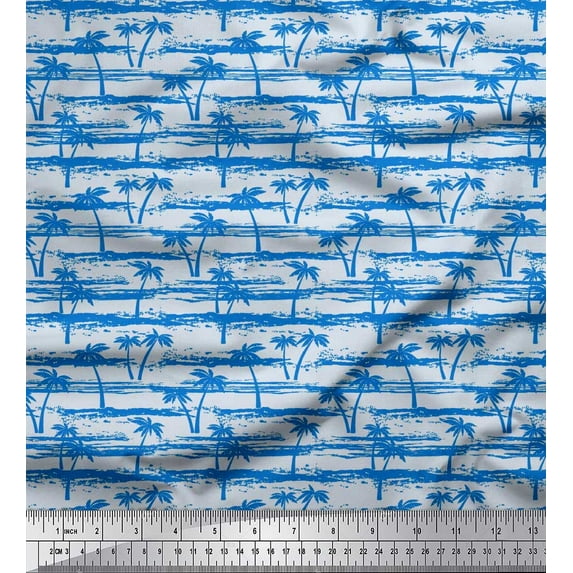 Soimoi Polyester Crepe Fabric Palm Tree Printed Fabric 1 Yard 52 Inch Wide