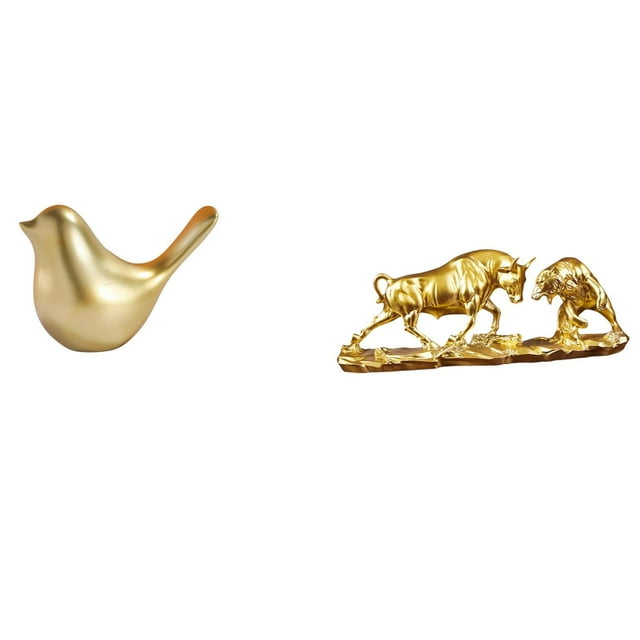 Figura de pájaro, estatua de animal, escultura de toro, adorno de oso, artesanía de resina, decoración de escritorio única, adecuada para oficina, bib