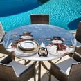 thumbnail image 6 of Blue Christmas Round Tablecloth, Fitted Table Cover with Elastic for 45"-54" Round Tables, Snowman Snowflake Winter Birds Table Cloth Outdoor Indoor Dinning Party Waterproof Tablecloths, 6 of 7