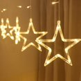 thumbnail image 2 of 12 Star Curtain Lights 2.5m Outdoor Indoor Bedroom Home Party Wedding Decoration Led Star Shape Str, 2 of 5
