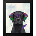 thumbnail image 2 of Fab Funky 12x14 Black Modern Framed Museum Art Print Titled - Black Labrador and Flower Glasses, 2 of 5