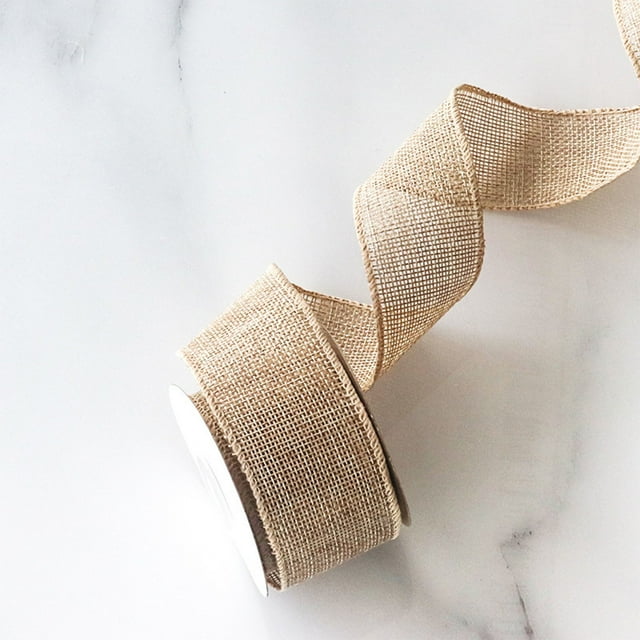 5 Yards Burlap Wired Ribbon,1.57 Inch Burlap Ribbon,Christmas Ribbon Wired,Christmas Tree Decorations,Christmas Wired Edge Ribbon For Gift Wrapping, Xmas Tree Wreaths Decoration,Bow Crafts,Khaki