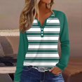 thumbnail image 2 of Hearthz Women Long Sleeve Tops Color Block V-Neck Button Henley Tops for Women Cotton Fall Fitted Basic Tee Raglan Sleeve Tops for Women, 2 of 5