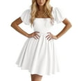 thumbnail image 1 of Vestido de cuello cuadrado 2025 para mujer - Manga abullonada, corte A - Vestido corto de verano - Cremallera trasera - Tallas S-XXL, 1 of 4