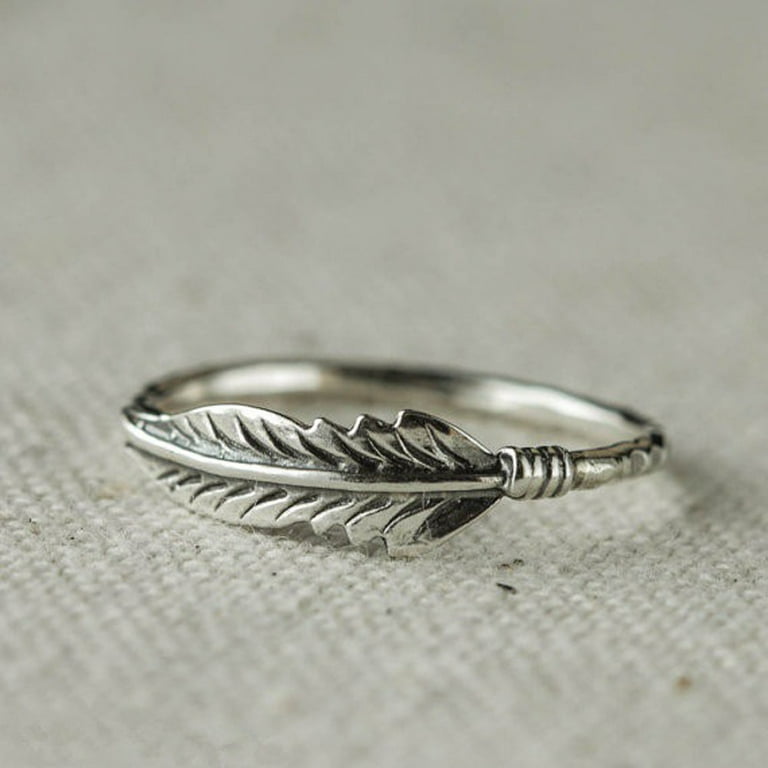 Feather Ring Antiqued Sterling Silver Band Feather Ring Antiqued Sterling Silver Band