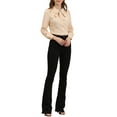 thumbnail image 2 of CAMISA DE MUJER CON BOTONES INSPIRE CHIC, CUELLO PETER PAN, CON LAZO, BLUSA DE COLOR SÓLIDO XL BEIGE, 2 of 6