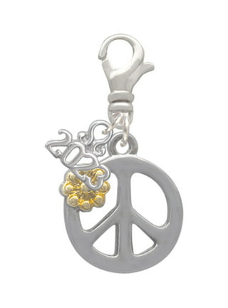 SUNNYCLUE 1 Box 200pcs Peace Charms Peace Sign Charm 2 Sizes Stainless Steel Peace Symbol Charms Flat Round Hollow Metal Charms for Jewelry Making