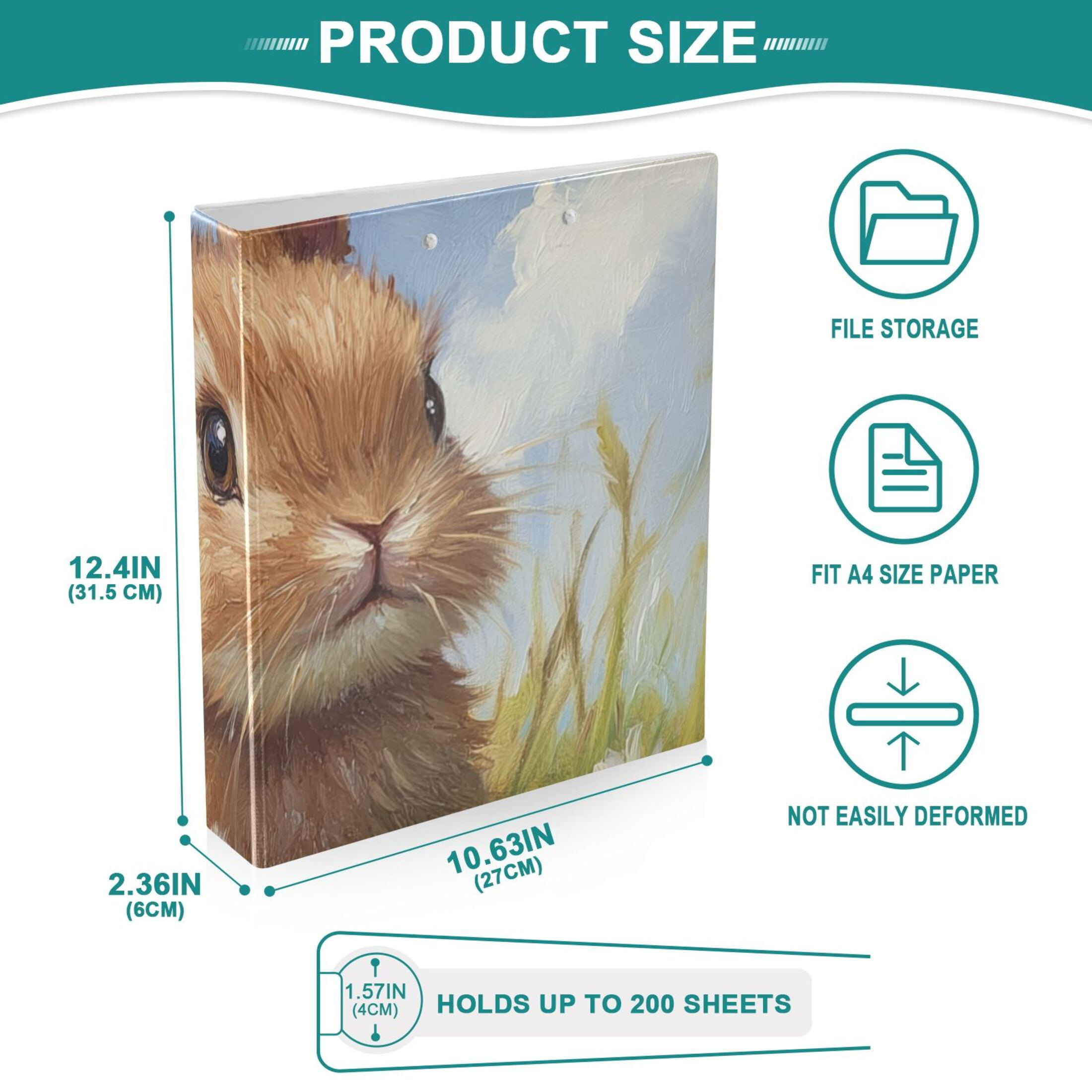 Easter Rabbit Flowers Daisy 3 Ring Binders 1.5 inch Hardcover File Folders with Interior Pockets A4 Size Organizer for School Office Hospital Set of 2