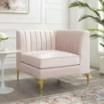 thumbnail image 1 of Modway Triumph Channel Tufted Performance Velvet Sectional Sofa Corner Chair in Pink, 1 of 5