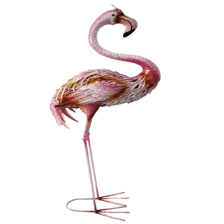 37" Tall Outdoor Garden Statue Flamingo with Sturdy Stand in Pink