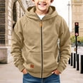 thumbnail image 2 of Boys Full Zip Hoodie Kids Hooded Sweatshirts Teen Soft Fleece Lined Jackets Lightweight Athletic Sports Coat Preppy Outerwear, 2 of 9