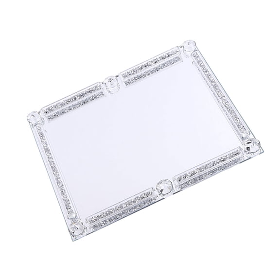 Modern Crystal Glass Vanities Tray With Anti Slip Base Luxurious Makeup Perfume Display Organizers For Bedroom Bathroom