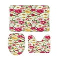 thumbnail image 2 of Floral Colorful Flower 3 Pieces Bath Mats Set, Non-Slip Washable Cover Floor Rug Decorations for Kitchen Bathroom Bedroom, 2 of 7