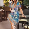 thumbnail image 3 of Naloa Dolphin Rainbow Horse Print Womens Summer A-Line Dress with Pockets,Short Sleeve Dresses,Flowy Beach Swing Dress for Vacation Travel, 3 of 6