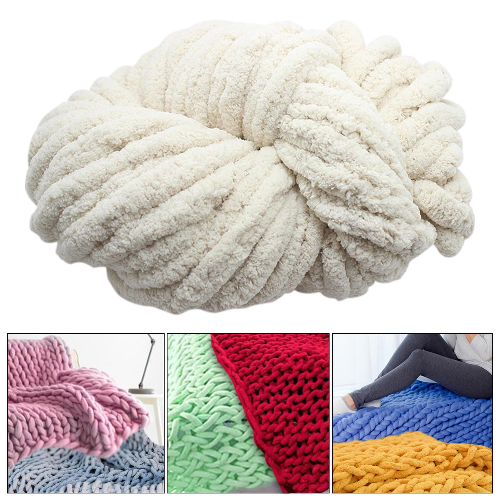 Tachiuwa Chunky Chenille Yarn for Crocheting, Bulky Thick Yarn for Knitting,Super Bulky Chunky Yarn for Hand Knitting Blanket Beige
