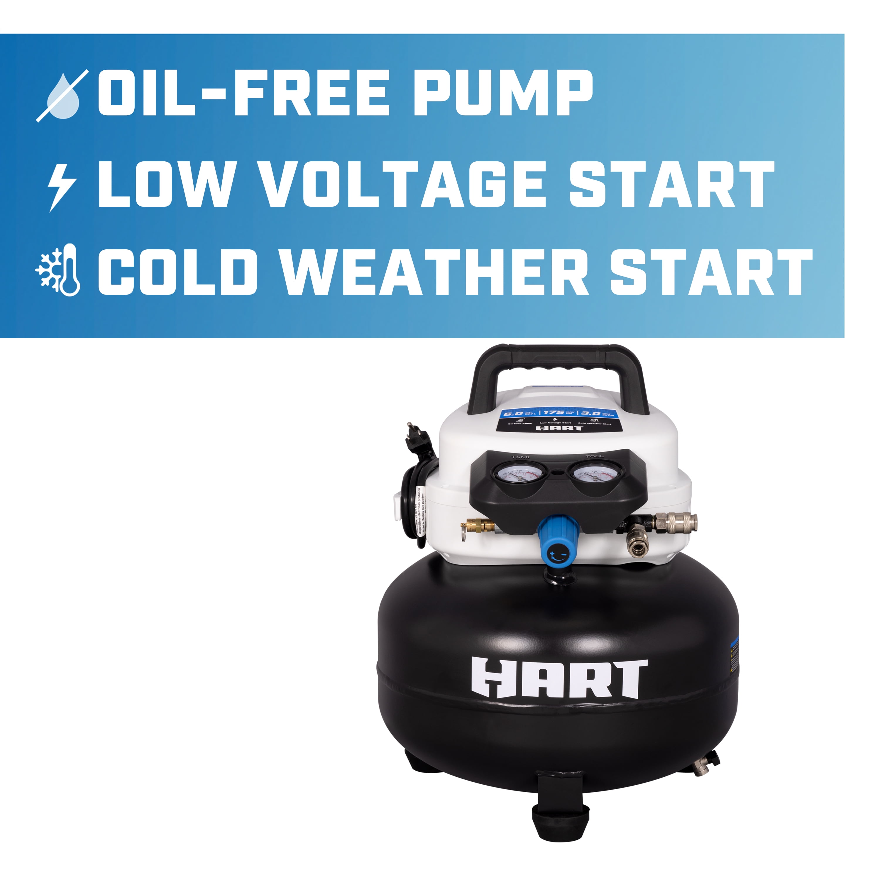 Hart 6 Gallon 1.5 HP Pancake Air Compressor