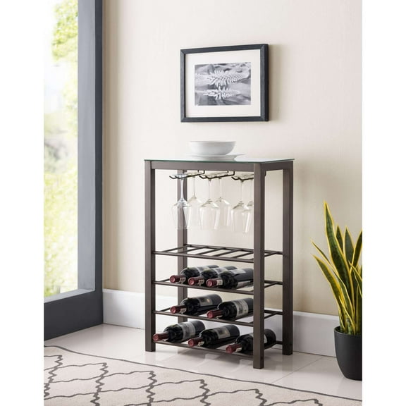Room Designs Wine Rack Pewter Contemporary Rectangle