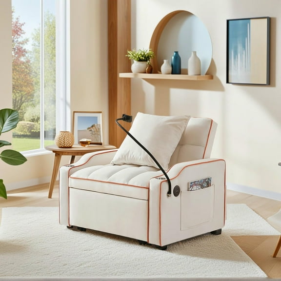 Barara King Sleeper Sofa Bed, Futon Couches Loveseat,3-in-1 Sofa Bed, Convertible Sleeper Chair Sofa Bed for Living Room Bedroom Small Space, Beige