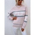 thumbnail image 2 of Women’s Snowflake Christmas Sweater Casual Long Sleeve Knitted Pullover Sweaters Crewneck Loose Jumper Tops, 2 of 6
