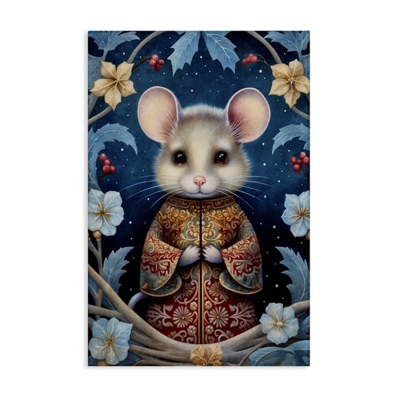 Stupell Industries Woodland Pattern Mouse Animals & Insects Painting Gallery Wrapped Canvas Art Print Wall Art, 16 x 24