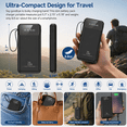 thumbnail image 3 of 20000mAh Power Bank, Portable Charger with Built in Cable Fast Charging Battery Pack Slim 6 Outputs 3 Inputs LED Display Phone Charger for iPhone Samsung Android, Travel Essential Gift, Black, 3 of 7