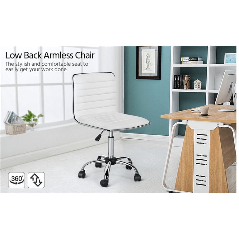 White Vanity Chair Yaheetech White PU Leather Swivel Office Chair