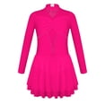 thumbnail image 3 of YONGHS Girls Glittery Long Sleeve Ice Skating Dress Kids Leotard Ballet Dance Competition Costumes Hot Pink 6, 3 of 7
