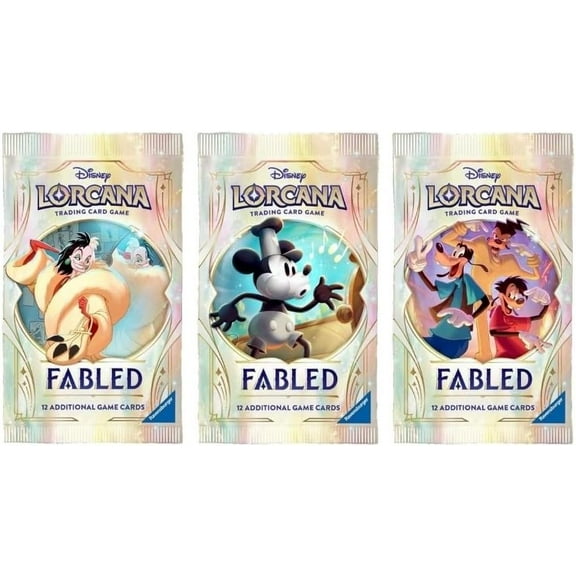 3 Packs 12 Card Booster Pack for Lorcana Fabled