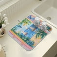 thumbnail image 4 of Yayeee Drying Mat for Kitchen Counter Dishes Microfiber Coffee Decorative Pad, Blue Seaside, 4 of 9