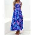 thumbnail image 3 of Vestido de verano PRETTYGARDEN Floral Sin Mangas Maxi Azul Real, 3 of 6