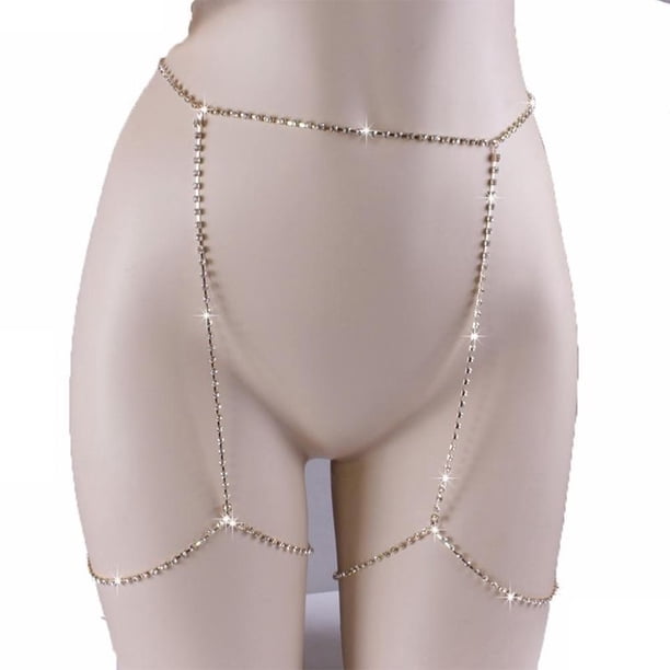 Cadena de pecho Sexy de playa de verano bohemio para mujeres y niñas, cadena de pecho de diamantes de imitación, sujetador de cintura brillante, Bikini, collar de cuerpo, joyería Gao Jinjia LED
