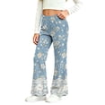 thumbnail image 4 of Auroural Toddler Girls Pants Size 4T Kids Girls Cute Flower Lace Print Soft Elasticity Casual Flared Trousers Pants, 4 of 8