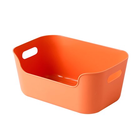 LAMIRO Storage Basket with Handles Thick PP Materials Portable Desktop Sundries Snack Cosmetics Organizer Bins for Shelf Orange Small