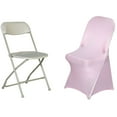 thumbnail image 2 of Efavormart 5 PCS Pink Premium Spandex Stretch Folding Chair Cover, Fitted Folding Chair Cover, 2 of 9