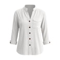 thumbnail image 4 of Neewe Womens Classic Plain Shirt Casual Collar Long Sleeve Loose Fit Button Down Tops Daily Outfits, 4 of 5