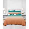 thumbnail image 2 of Quilts Twin Size Bedding Set, Teal Burnt Orange Ombre Lightweight Quilted Comforter, Modern Gradient Abstract Art Soft Reversible Bedspread Coverlet with Pillow Covers for All Season, 68" x 86", 2 of 7