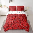 thumbnail image 2 of jejeloiu Abstract Cheetah Pattern 7pcs Bedding Comforter Set,Wild Animal Leopard Queen Bedding Sets,Black Red Queen Sheet Sets For Men Women,Breathable Home Decor Reversible, 2 of 8
