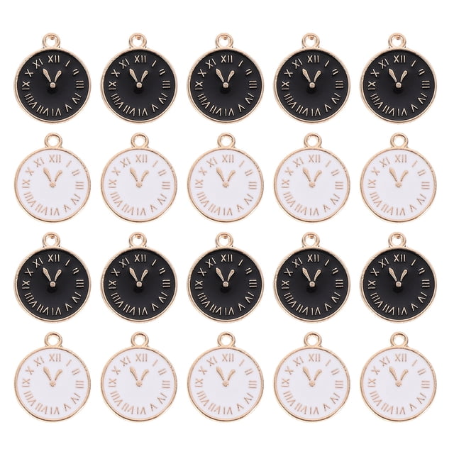Shisuyan Earring Clock Pendant Assorted Color Zinc Alloy 20Pack 1.2X1CM
