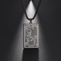TEAMER Skeleton Tarot Card Necklace Stainless Steel Amulet Marigold Tarot Card Major Arcana Necklaces for Women Men