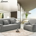 thumbnail image 3 of Spencer Elastic Stretch Sofa Slipcover Couch Sofa Cover Washable Furniture Protector with Elastic Bottom, 2 Seaters, Gray, 3 of 7