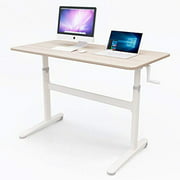 Win Up Time Height Adjustable Standing Desk- Adjustable Computer Desk, Sit Stand Desk Frame & Top, Manual Stand Up Desk, Great for Office & Home Use, 48 x 24 Inches [120 x 60 cm] White