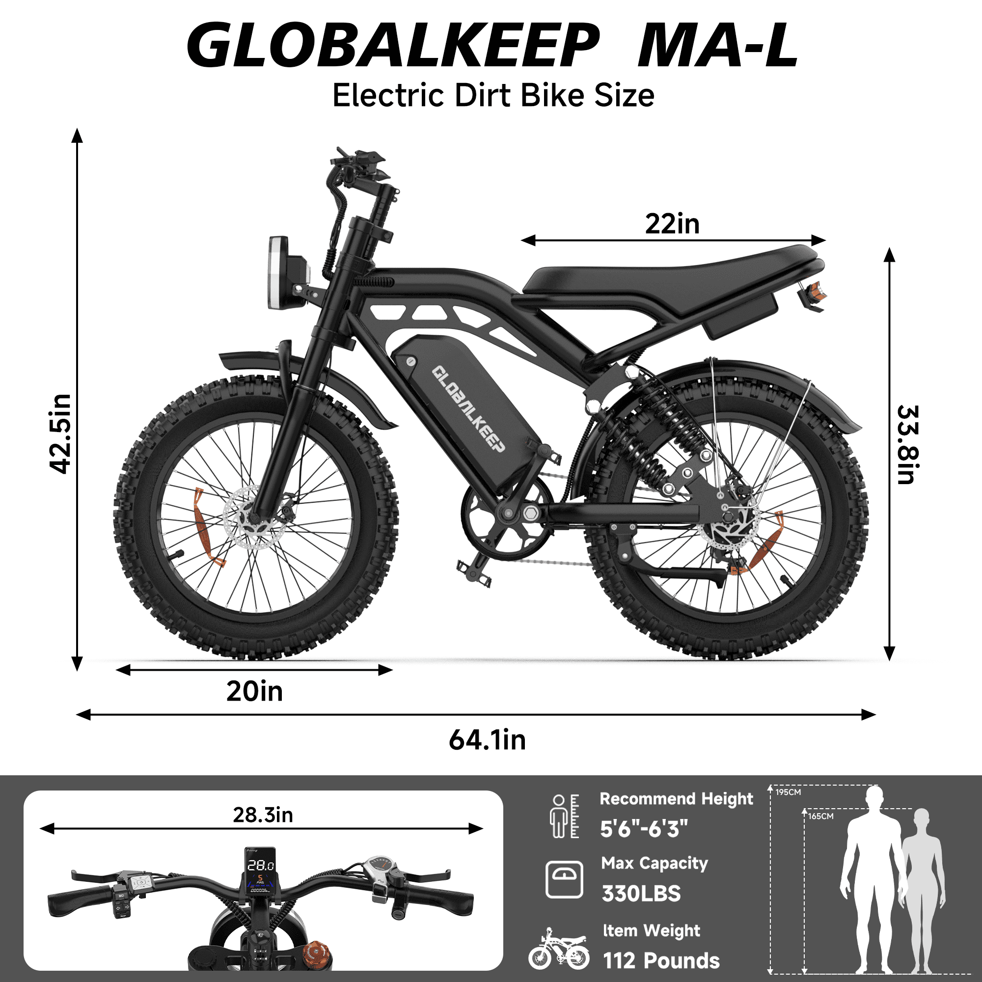 GlobalKeep Electric Bike for Adults, 750W Peak 1500W Motor, 20"x4" Fat Tire Mountain Bike, 48V/20Ah Battery, UL2849