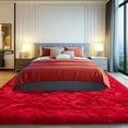 thumbnail image 2 of ZENELESS Large Fluffy Area Rugs for Living Room,8x10 Shag Rectangular Carpets for Bedroom, Red, 2 of 7