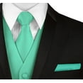 thumbnail image 3 of BEST TUXEDO Men's Formal, Prom, Wedding, Homecoming, Tuxedo Vest, Tie & Hankie Set in Mint Solid Satin - 2XL, 3 of 3