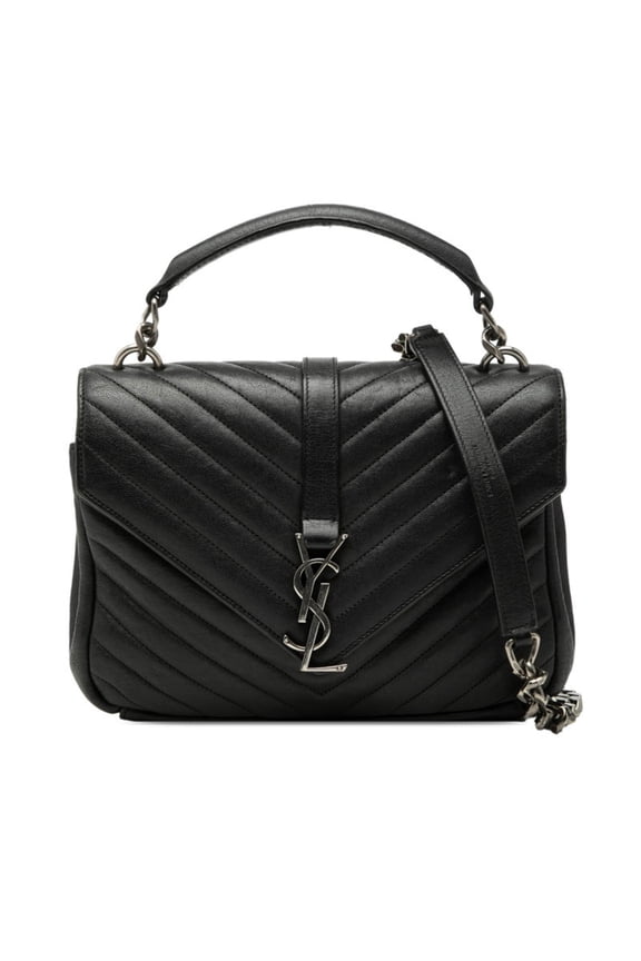 Pre-Owned Saint Laurent College Handbag Shoulder Bag 2WAY 392737 Black Leather Women's SAINT...