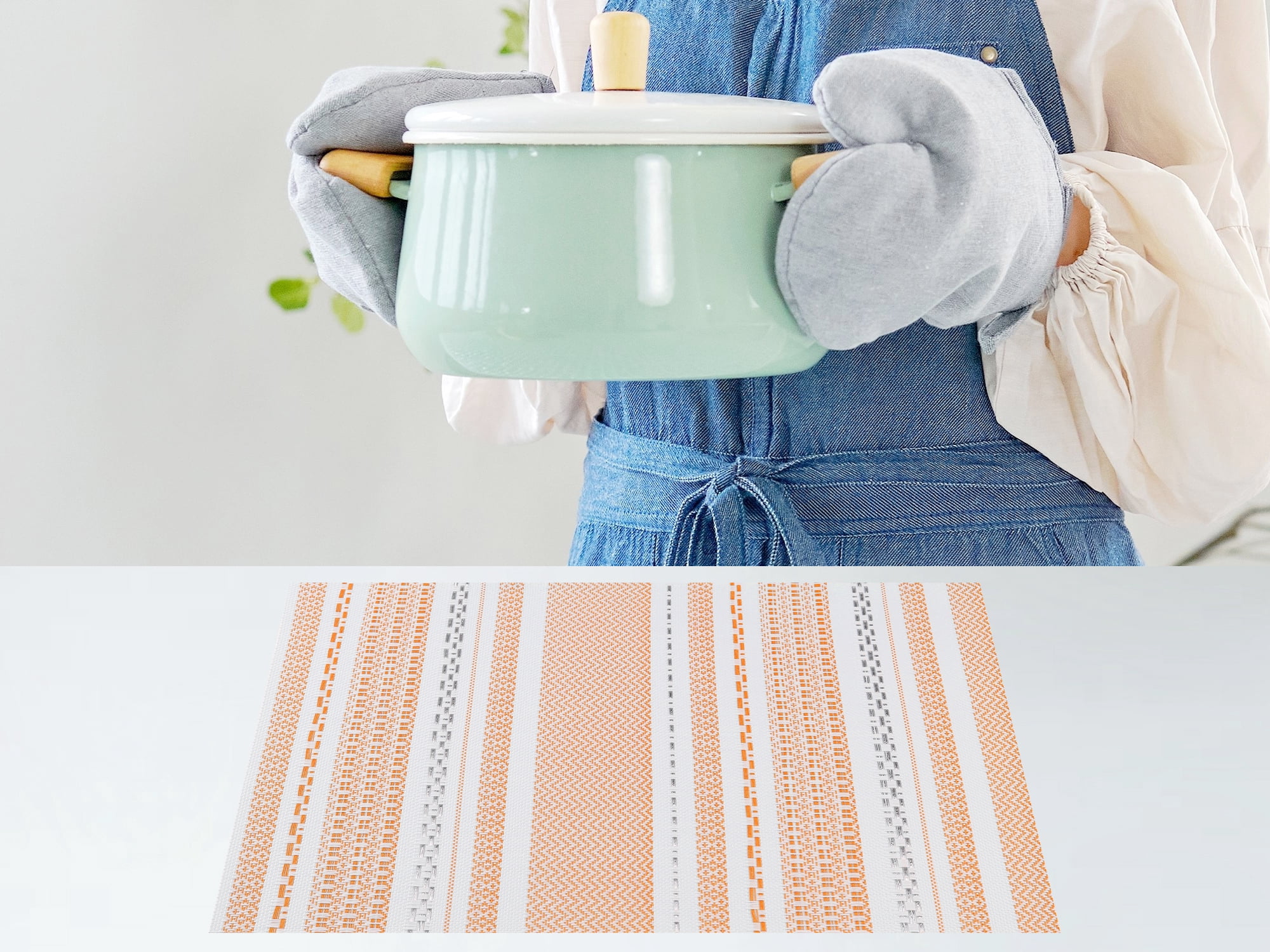 Unique Bargains 6 Pack Placemat for Dining Table Decor Washable Table Placemats Orange
