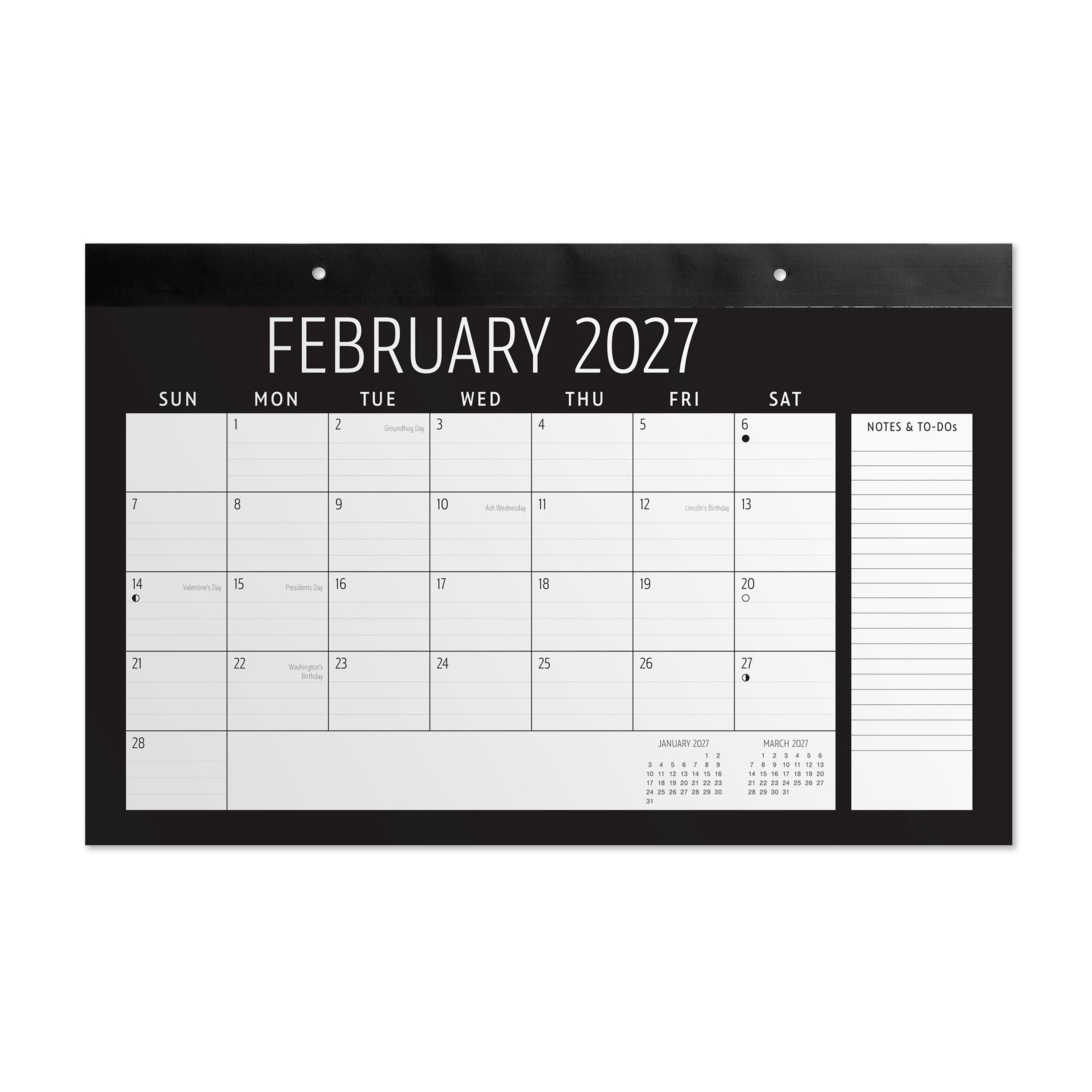 Pen+Gear 2027 Black Desk Pad Calendar 17x11 January-December