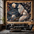 thumbnail image 6 of White and Copper Fox on Moonlit Mountain Lake, Dramatic Fantasy for Animal Lovers, Japanese Wildlife Art, Housewarming Gift, Tapestry Wall Hanging for Bedroom and Living Room, 6 of 7