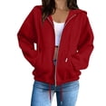 thumbnail image 4 of HappyYEE Full Zip Hoodies for Women, Open Front Drawstring Hooded Jackets, Fall Loose Long Sleeve Daily Outer Tops with Pockets, 4 of 6