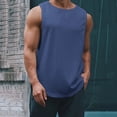 thumbnail image 2 of HCNTES Mens Cotton Sleeveless Tank Tops Cut Off Muscle Gym T Shirts Running Beach Loose Fit Tees(Navy,XXXL), 2 of 4